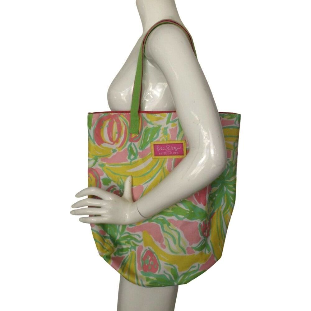 LILLY PULITZER/ESTEE LAUDER Tote, 16x14x4, Pink, green, yellow, No closures